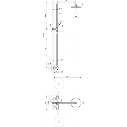 Душевая система RAVAK Termo TE 091.00/150 X070058 с термостатом хром